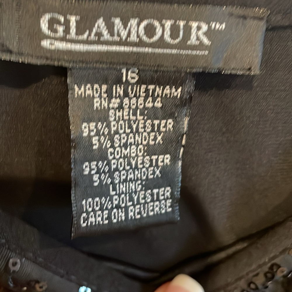 Black Glamour Sequence (front) Sleeveless Dress - Size 16. - Picture 6 of 7